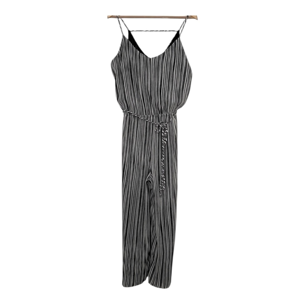 Xhilaration Black and White Striped Spaghetti Strap Jumpsuit